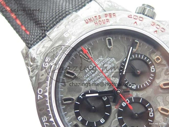 1218 WrinkleFree Daytona DIW Carbon OMF Best Edition Carbon Black Dial Red Hand on Black Nylon Strap A 2846